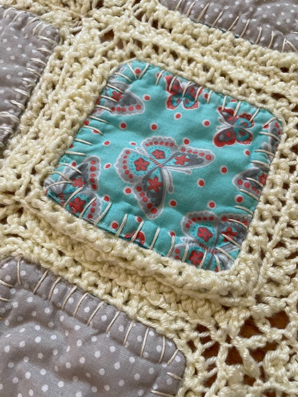 VTG Handmade Crotchet & Scrappy Patchwork Patch Double Sided Blanket, Baby Girl - Picture 11 of 15